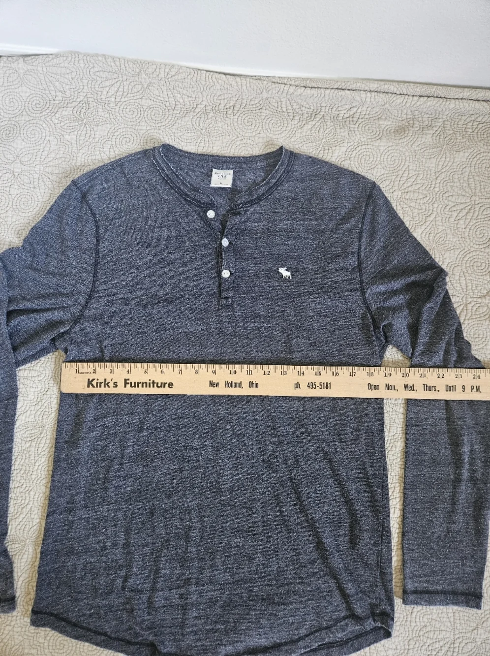 Abercrombie & Fitch Men's Long Sleeve Shirt, Grey, Size Large - Picture 5 of 6